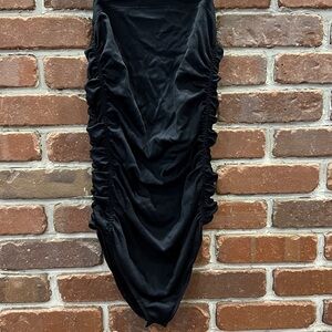 Elegant Black Ruched Bodysuit